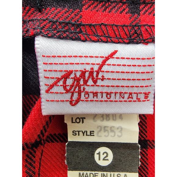 Vintage 80s GW Originals High Waist Midi Skirt Size 12 Red Black Plaid Pleated - Picture 4 of 9